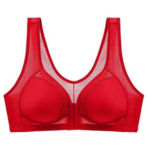 Mallwal Soft Bras For Women Wire Free Seamless Bra Feature V Neck Longline Bra Style W 1472 Red