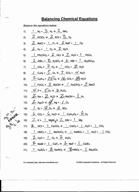 48 Balancing Chemical Equations Worksheet 1