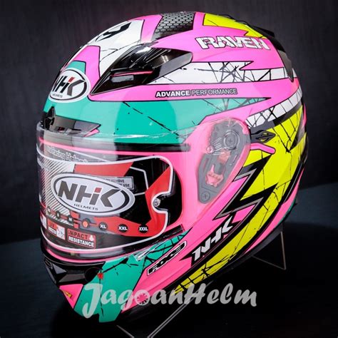 Jual HELM NHK RX9 RAVEN SE PINK FLUO TOSCA YELLOW FULL FACE ORIGINAL