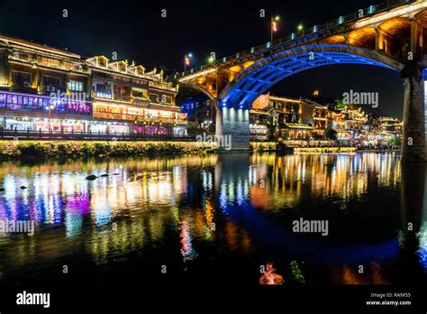 Night view of Fenghuang ancient town, China at night Stock Photo - Alamy