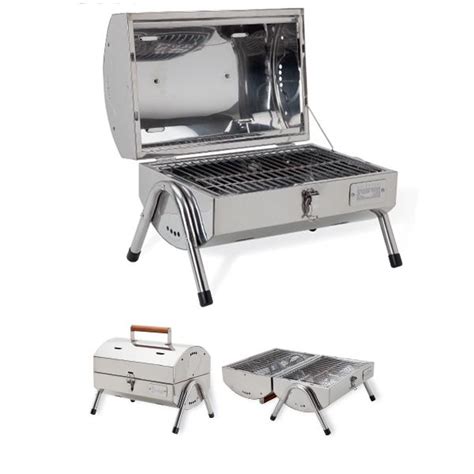 Stainless Steel Portable Bbq Grill With Two 13 14 Grilling Surfaces