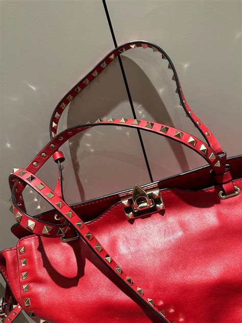 Valentino Rockstud Medium Leather Tote Bag Red Luxury Bags And Wallets