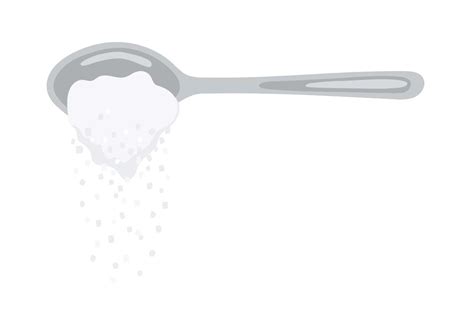 Pouring Sugar Spoon Full Of Powder Crystals Of Salt Or Sugar Vector