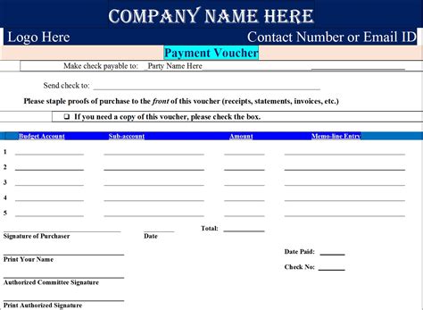 Payment Voucher Template - Excel Word Template