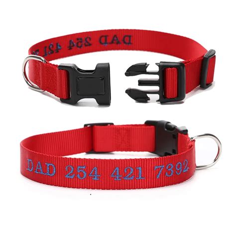 Personalized Dog Collar Custom Pet Collar Nylon Embroidery Name Phone