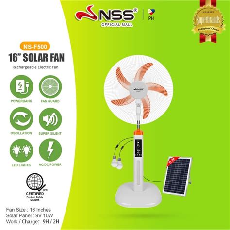 Nss Solar Electric Fan With Led Bulbs Solar Fan With Panel Ac Dc