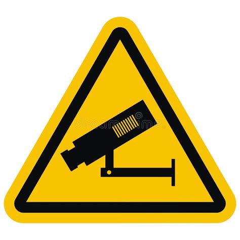 Cctv Camera Black Sign Warning Triangle Yelow Shape Eps Stock