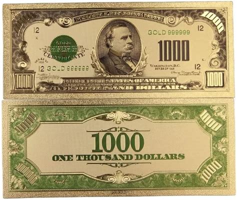 Yiqilafada 1918 Dollar Bills 100 000 5 000 1 000 Dollar 24k Gold Plated For Party