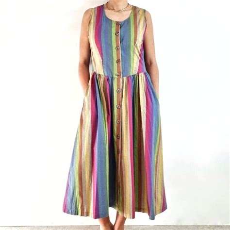 Rainbow Stripe Dress - Etsy