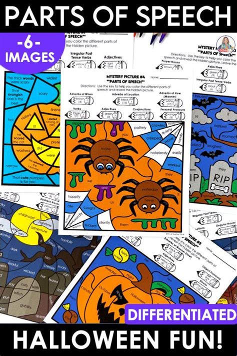 Halloween Coloring Pages Parts Of Speech Worksheets For Grammar