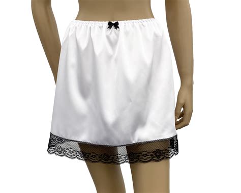 Soft Satin Half Slip Mini Frilly Lace Sissy Petticoat Skirt Sizes