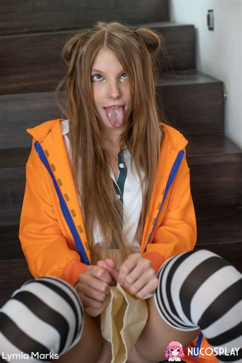 Charming Girl Lymia Marks Plays With A Suction Dildo In Striped Thigh Highs CoedCherry