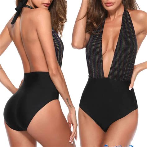 New Women One Piece Deep V Neck Bikini Swimsuit Beachwear Swimwear