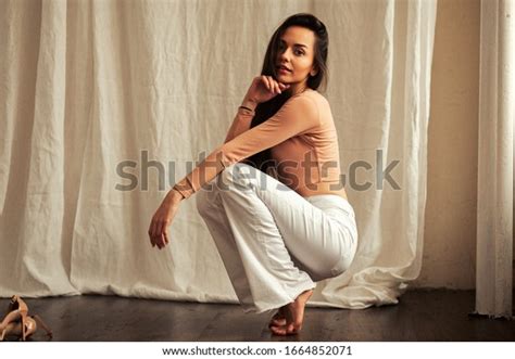 Sexy Cute Brunette Posing Studio Stock Photo Shutterstock