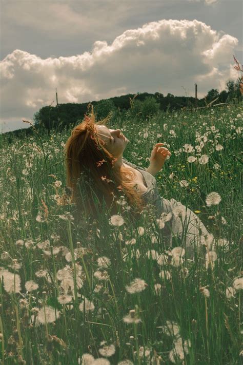 Girl In Dandelion Field Nature Aesthetic Scenery Landscape Photography