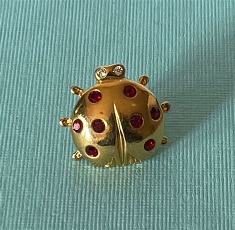 Rhinestone Lady Bug Pin Gold Lady Bug Pin Ladybug P Gem