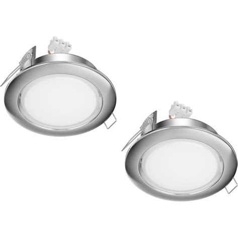 Pi Ces Spot Led Encastr Zobe Ii Plat Chrom Mat Rond W Blanc