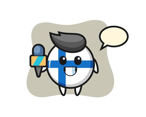 Premium Vector Character Mascot Of Finland Flag Badge As A News Reporter