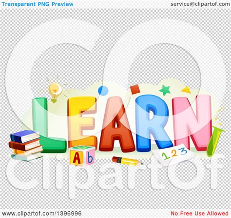 Clipart of the Word Learn with School Items - Royalty Free Vector ...