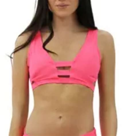 TiniBikini Swim Tinibikini Pink Bikini Top Strappy V Cut Cut Out