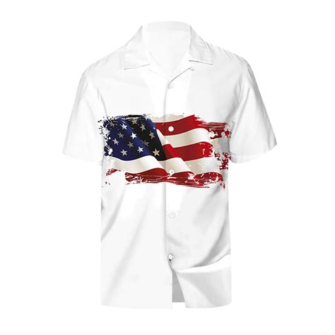 PMUYBHF Male 4 July Men S Dress Shirts Slim Fit Mens Fashion And