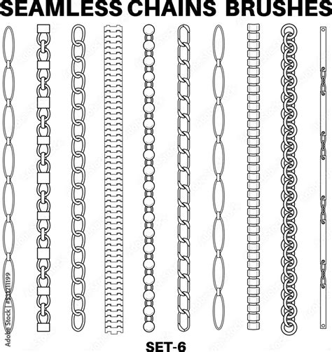 Seamless Chain Pattern Brushes Flat Sketch Vector Illustrator Brush Set