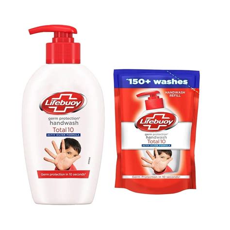 Lifebuoy Total 10 Germ Protection Hand Wash 190 Ml With Refill Pouch