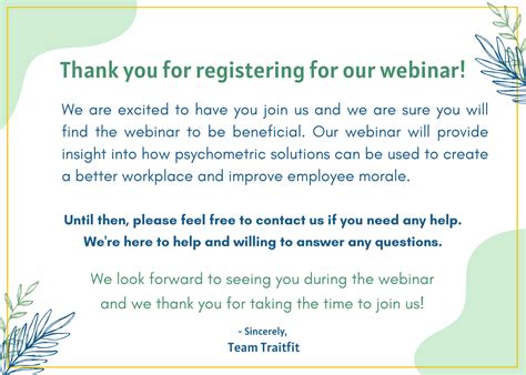 Thank You for registering webinar | Traitfit