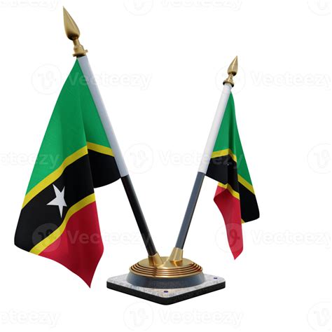 Free Saint Kitts And Nevis 3d Illustration Double V Desk Flag Stand 11228395 Png With