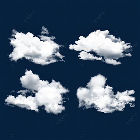 Realistic White Cloud Set Design On Transparent Background Transparent