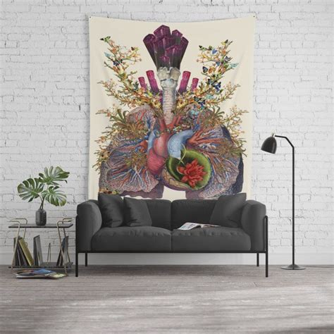 Adore Anatomical Heart Lungs Collage By Bedelgeuse Wall Tapestry By