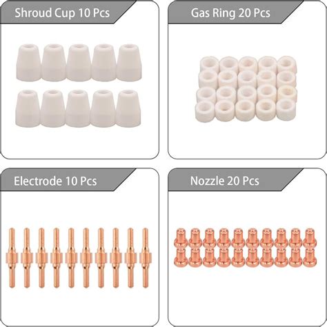 Pcs Pt Extended Air Plasma Cutting Nozzle Electrode Consumables