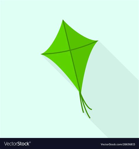 Green color kite icon flat style Royalty Free Vector Image