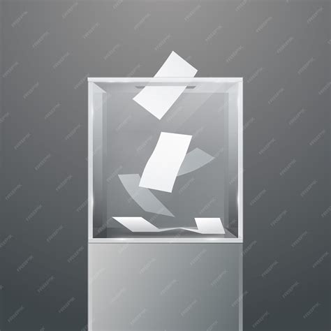 Premium Vector | Glass ballot box on podium Voting white paper in hole