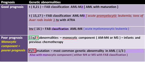 I'm Med Student: AML good vs poor prognosis