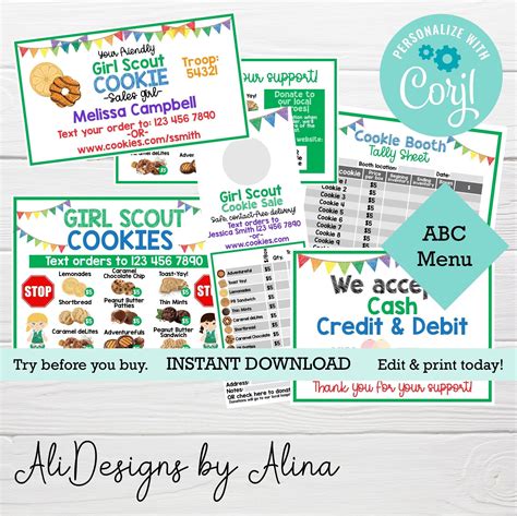 Girl Scout Cookie Booth Printable Abc Cookie Price List Cookie