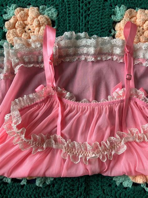 Gorgeous Coquette Pink Sheer Lace Lingerie Size Medium Etsy