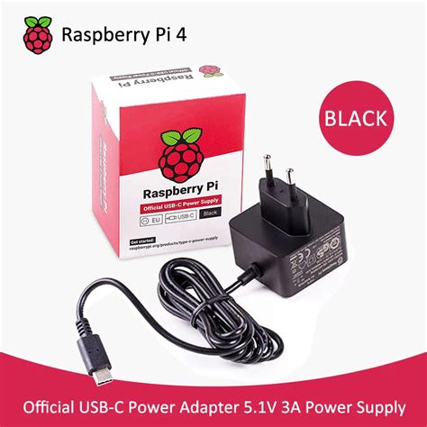 Official Raspberry Pi 4 Power Supply Usb C Adapter 51v 3a Euus Adapter Recommended Usb C Power