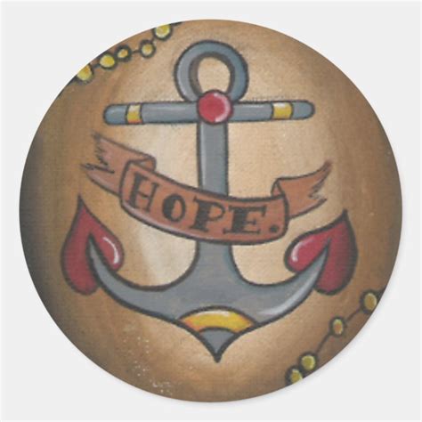 Tattoo Anchor Classic Round Sticker Zazzle