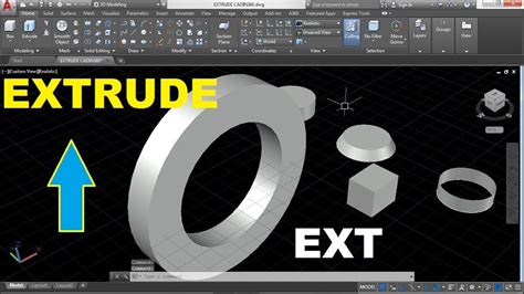 How To Extrude In Autocad 2017 Using Extrude Command Youtube