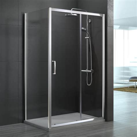 In8 V2 1600mm Sliding Shower Door And 900 Side Panel Chrome