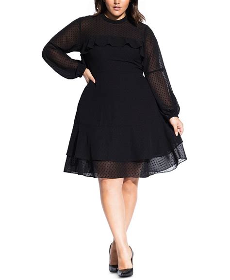 City Chic Trendy Plus Size Ruffled Dobby Dress Macys