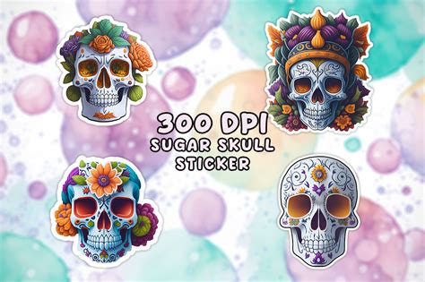 Dia De Los Muertos Sugar Skull Stickers Graphic By Graphic Ledger