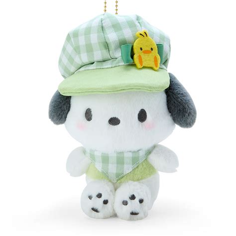 Plush Keychain Pochacco Sanrio Gingham Newsboy Meccha Japan