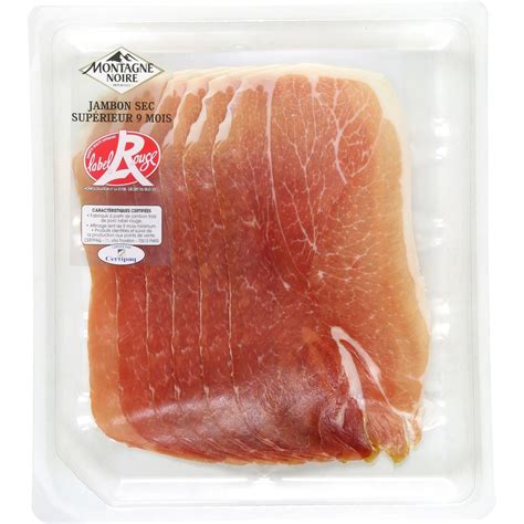 Jambon sec supérieur 9 mois Label Rouge MONTAGNE NOIRE la barquette