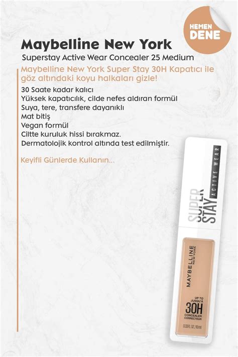 Maybelline New York Superstay Active Wear Concealer 25 Medium Fiyatı