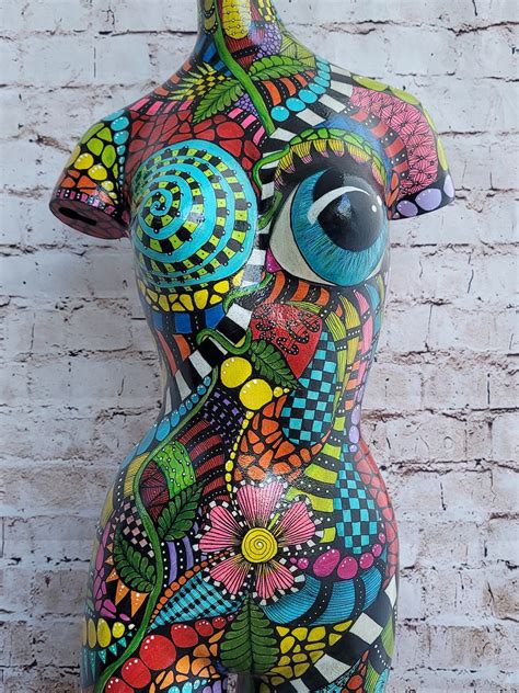 Painted Mannequin Torso, Hand Painted Art, Abstract Art, Recycled Art ...