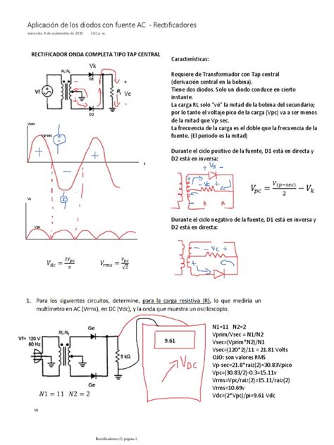 Características Y Comparación De Rectificadores De Media Onda Y Rectificadores De Onda Completa