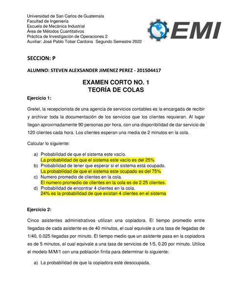 IO2 Examen Corto 1 2015 04417 Universidad De San Carlos De Guatemala