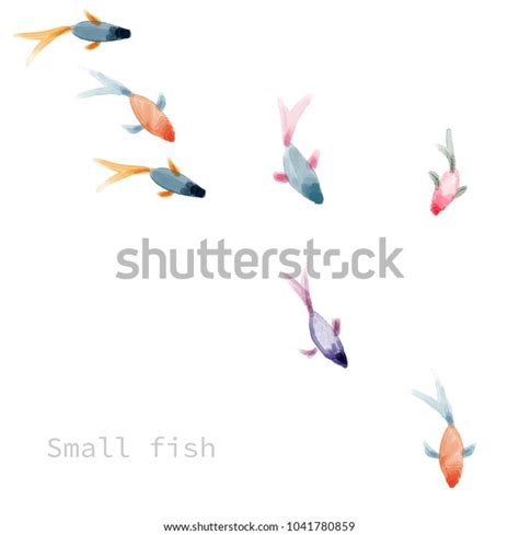 Watercolor Fish School Stock Illustration 1041780859